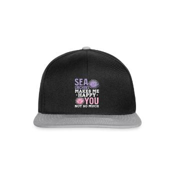 Seeigel machen mich glücklich Du nicht so - Snapback Cap - Schwarz/Grau - Vorne