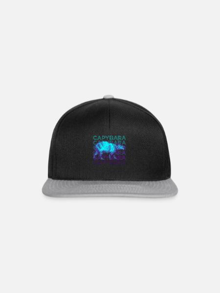 Capybara Retro Geschenk - Snapback Cap - Schwarz/Grau