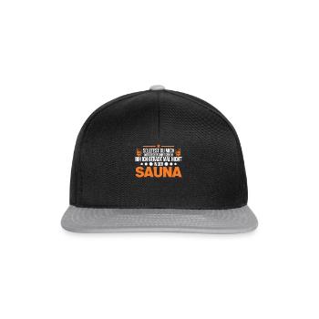 Sauna Shirt Saunieren Saunagänger - Snapback Cap - Schwarz/Grau - Vorne