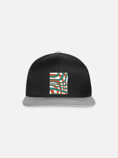 Gemischte gewellte Muster - Snapback Cap - Schwarz/Grau