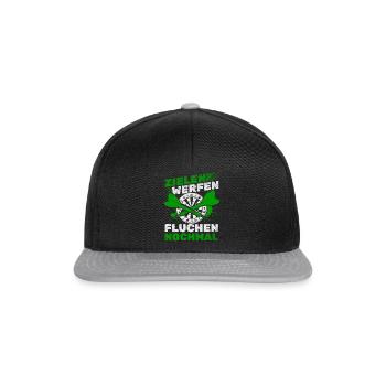 Zielen Werfen Fluchen Nochmal Darts Dartspiel Dart - Snapback Cap - Schwarz/Grau - Vorne