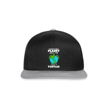 Sea Turtle Day: Save our planet - Snapback Cap - black/grey - Front