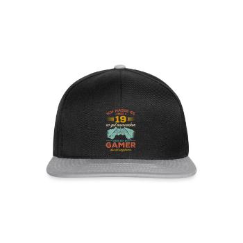 Video Gaming 19. Geburtstag Zocken 19 Jahre Video - Snapback Cap - Schwarz/Grau - Vorne