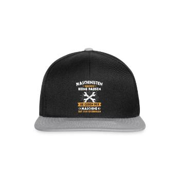 Maschinist Maschinenführer Feuerwehrmann - Snapback Cap - Schwarz/Grau - Vorne