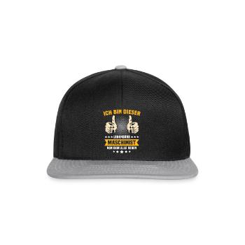 Maschinist Maschinenführer Feuerwehrmann - Snapback Cap - Schwarz/Grau - Vorne