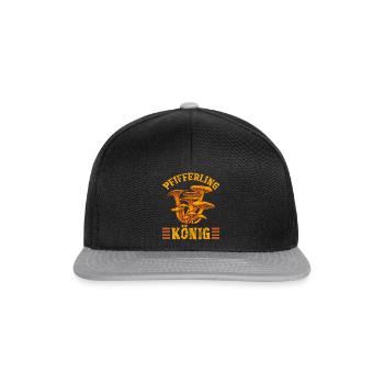 König Pfifferling Pilze Pilzsammler - Snapback Cap - Schwarz/Grau - Vorne