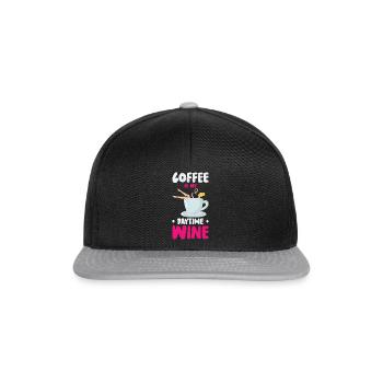 Kaffee Koffein Weintrinken Kaffeesüchtig - Snapback Cap - Schwarz/Grau - Vorne