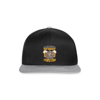 Ich interessiere mich für Fotografie & vielleicht - Snapback Cap - Schwarz/Grau - Vorne