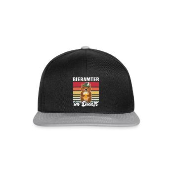 Beamter Bär Bier Biersprüche Biertrinker - Snapback Cap - Schwarz/Grau - Vorne