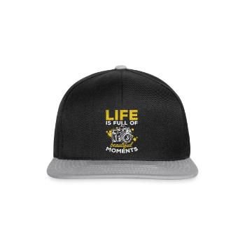 Photography life is full of beautiful moments - - Snapback Cap - black/grey - Front