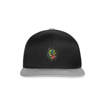 Yoga Aum Om Sign Symbol Color Splash - Snapback Cap - Schwarz/Grau - Vorne