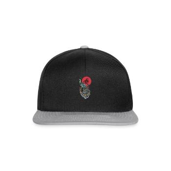 Peacock I Peacock Eye Motif with Peacock Feather - Snapback Cap - black/grey - Front