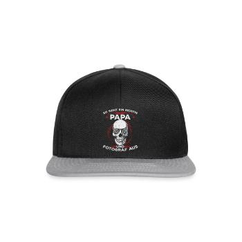Fotograf Papa Kamera Fotografie Fotografen Papa - Snapback Cap - Schwarz/Grau - Vorne