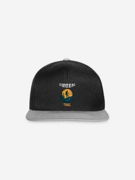 Hiking Apparel - I'd Rather be on a Trail Hiking - Snapback Cap - Schwarz/Grau