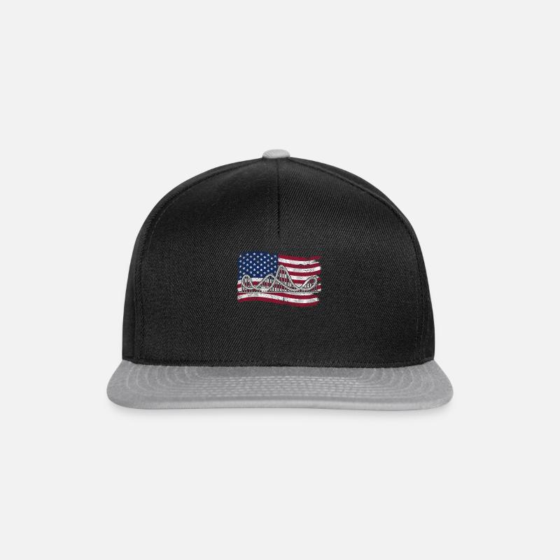 Roller Coaster American Flag - Snapback Cap - Schwarz/Grau