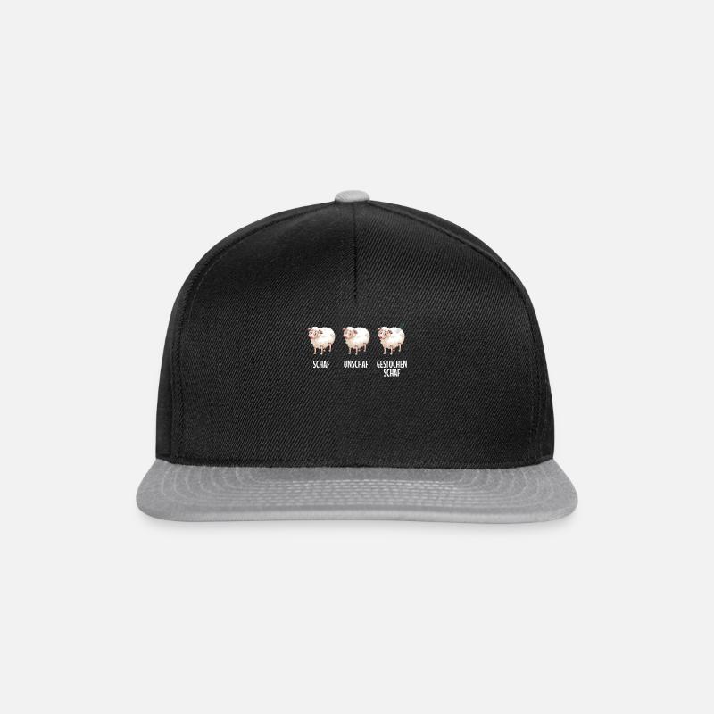 Fotografie Schafe und Schafe gestochen Schafe - Snapback Cap - Schwarz/Grau