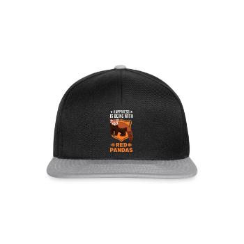Happiness is being with Red Pandas Roter Panda - Snapback Cap - black/grey - Front