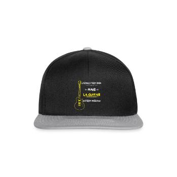 l'école c'est bien mais la guitar c'est mieux - Casquette snapback - noir/gris - Devant