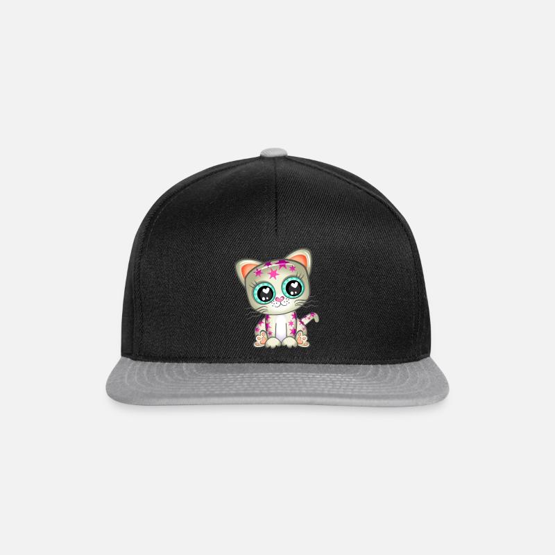 Star Kitten Cartoon - Snapback Cap - black/grey