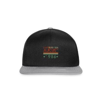 36th birthday August born 1986 Gift idea - Snapback Cap - black/grey - Front