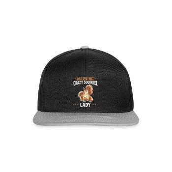 Warning! Crazy Squirrel Lady Funny Squirrel - Snapback Cap - black/grey - Front