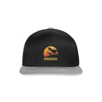Mama Dinosaurier Mama Saurus Mama Dino Muttertag - Snapback Cap - Schwarz/Grau - Vorne