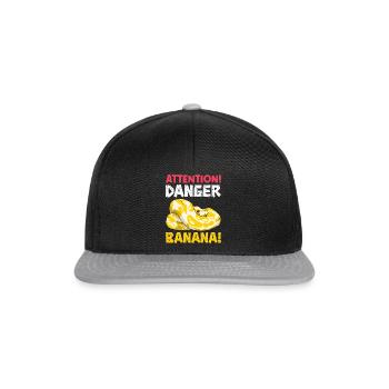 Banana Ball Python Achtung Gefährliche Banane - Snapback Cap - Schwarz/Grau - Vorne