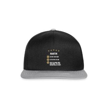 Martin Habe immer Recht Namenstag - Snapback Cap - Schwarz/Grau - Vorne