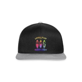 Watersurfer Surfboard Surfing Ich spiele immer - Snapback Cap - Schwarz/Grau - Vorne