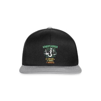 Kranführer Kran Kranfahrer - Snapback Cap - Schwarz/Grau - Vorne