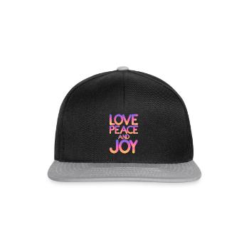 Liebe Frieden und Freude - Snapback Cap - Schwarz/Grau - Vorne