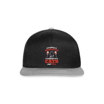 Alles in Maßen außer Katzen und Wein I Cat Lover - Snapback Cap - Schwarz/Grau - Vorne