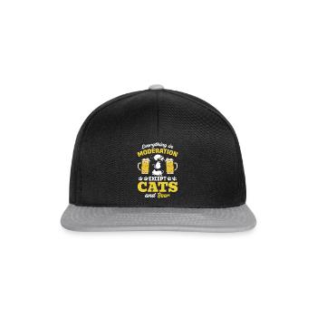 Alles in Maßen außer Katzen und Bier I Cat Lover - Snapback Cap - Schwarz/Grau - Vorne
