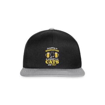 Katzenliebhaber I Alles in Maßen außer Katzen und - Snapback Cap - Schwarz/Grau - Vorne