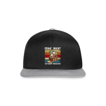 Bier Trinken Faultier Trinksprüche - Snapback Cap - Schwarz/Grau - Vorne