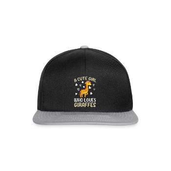 Zoo Animal Giraffe A Cute Girl Who Loves Giraffes - Snapback Cap - Schwarz/Grau - Vorne