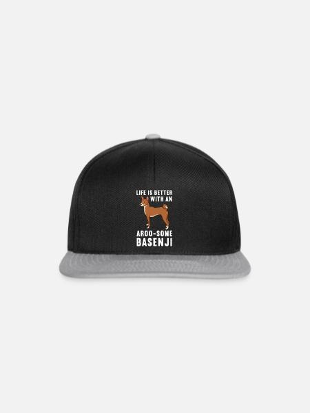 Basenji Hund Geschenk - Snapback Cap - Schwarz/Grau