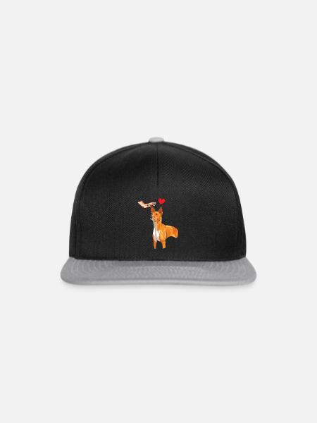 Basenji Hund Geschenk - Snapback Cap - Schwarz/Grau