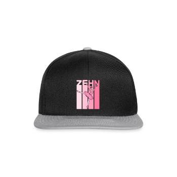 10.Geburtstag Mädchen Pink Ballerina Retro Style - Snapback Cap - Schwarz/Grau - Vorne