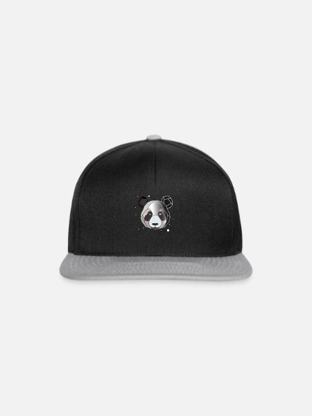 Panda Polygon Kunst Tier Geometrie - Snapback Cap - Schwarz/Grau