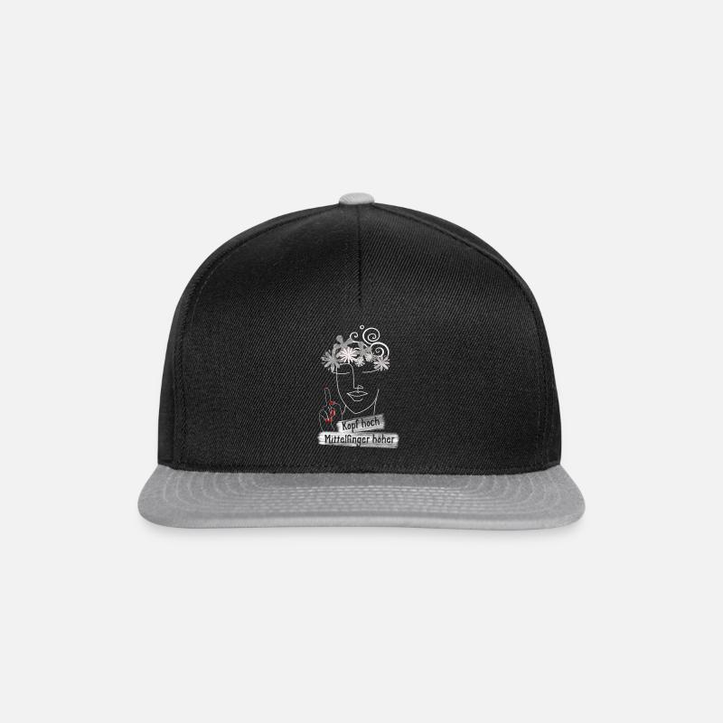 Sarkastisch Humor Kopf hoch Mittelfinger - Snapback Cap - Schwarz/Grau