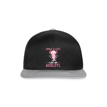 Axolotl Lover - Smile A Lotl Like An Axolotl - Snapback Cap - black/grey - Front