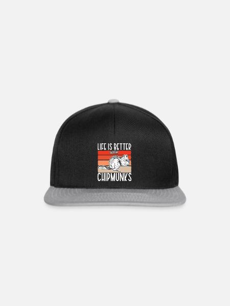 Streifenhörnchen Chipmunk Nagetier Geschenk - Snapback Cap - Schwarz/Grau