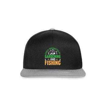 Gardening - Easily Distracted By Gardening And Fis - Snapback Cap - Schwarz/Grau - Vorne