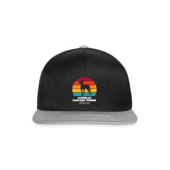 American Hairless Terrier Hund - Snapback Cap - Schwarz/Grau - Vorne