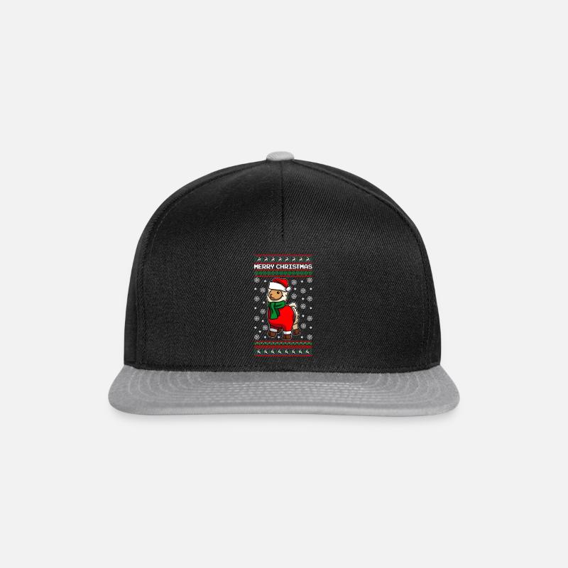 Lama avec pull de Noël moche - Casquette snapback - noir/gris