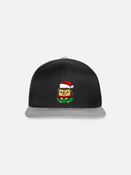 Igel mit Weihnachtsmütze Weihnachtskostüm - Snapback Cap - Schwarz/Grau