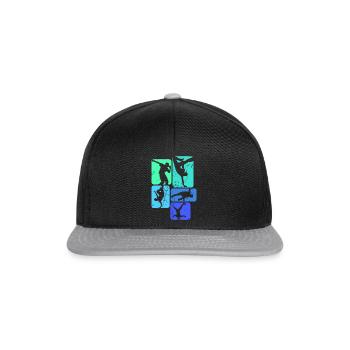 Breakdance Breakdancer Breakdancing Kinder Jungen - Snapback Cap - Schwarz/Grau - Vorne