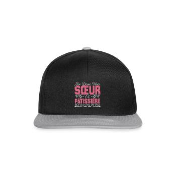 J'ai deux titres Sœur et Pâtissière. Cadeau soeur. - Casquette snapback - noir/gris - Devant