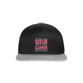 J'ai deux titres Sœur et Gamer. Cadeau soeur . - Casquette snapback - noir/gris - Devant